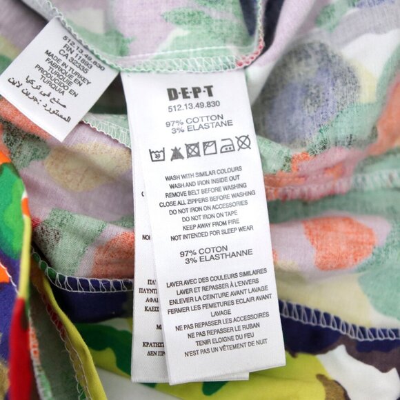 DEPT Strapless Floral Sheath Dress Abstract Bright Print Stretch Smocked Party - Picture 9 of 13